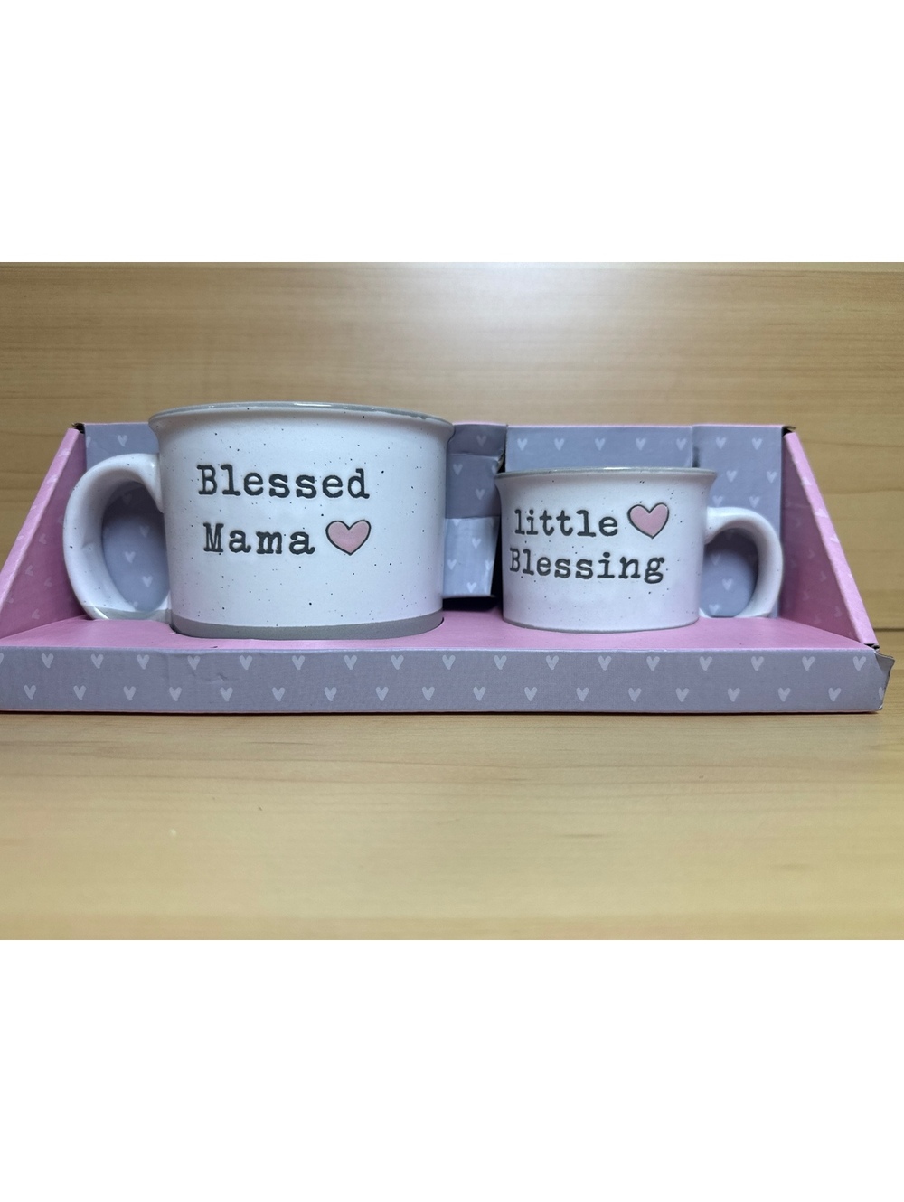matching "Blessed Mama" and "Little Blessing" mug set